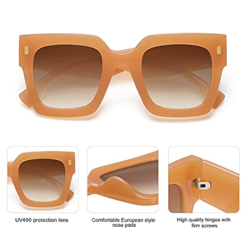 SOJOS Vintage Oversized Square Sunglasses for Women,Retro Womens Luxury Big Large Sun Glasses UV400 SJ2194 Yellow