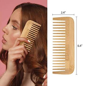 Bamboo Hair Brush 6 Sticks Bamboo Brush Wooden Hair Brush for Enhance Shine Massage the Scalp and Improve Tangles