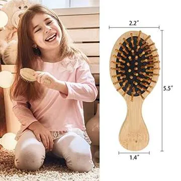 Bamboo Hair Brush 6 Sticks Bamboo Brush Wooden Hair Brush for Enhance Shine Massage the Scalp and Improve Tangles