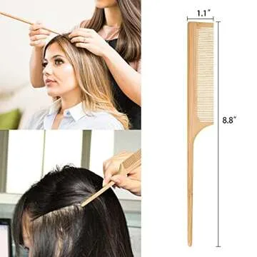 Bamboo Hair Brush 6 Sticks Bamboo Brush Wooden Hair Brush for Enhance Shine Massage the Scalp and Improve Tangles