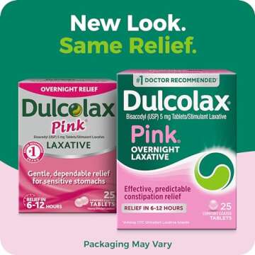 Dulcolax Pink Stimulant Laxative Tablets, Overnight Laxative, Predictable & Effective Constipation R...