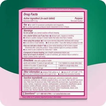 Dulcolax Pink Stimulant Laxative Tablets, Overnight Laxative, Predictable & Effective Constipation Relief, Relieves Straining & Bloating, Bisacodyl 5 mg, 25 Count