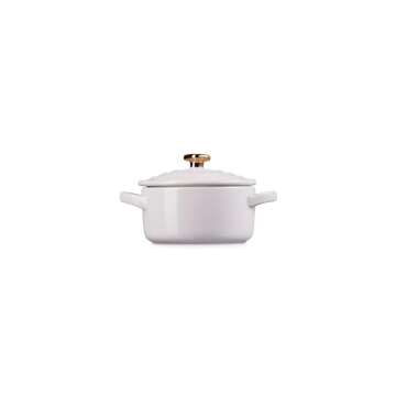 Le Creuset Stoneware Mini Round Cocotte, 8oz., Shallot with Gold Heart Knob