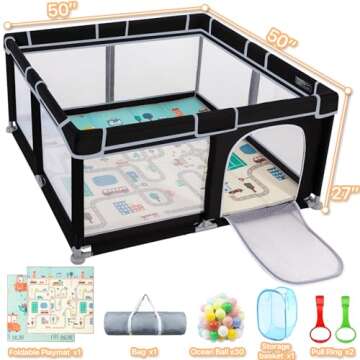 Durable Baby Playpen with Mat for Kids Activity Center