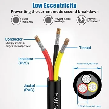Durable 14awg 3 Wire Cable 30ft for Outdoor Use
