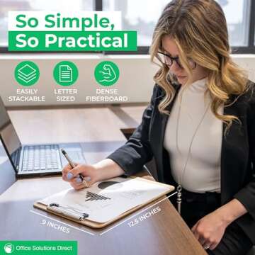 Office Solutions Direct Clipboards with Low Profile Clip (Set of 30) - Wood Clipboards Bulk 30 Pack,...