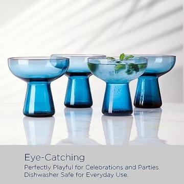 Mikasa Phoebe Margarita Glass Set of 4 Blue Stylish Drinkware