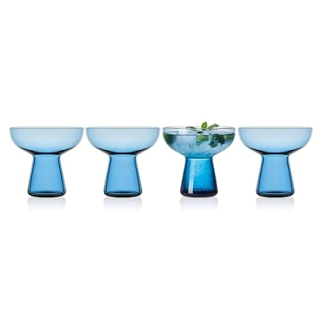 Mikasa Phoebe Margarita Glass Set of 4 Blue Stylish Drinkware