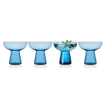 Mikasa Phoebe Margarita Glass Set of 4 Blue Stylish Drinkware