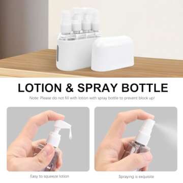 Skycase Travel Bottles, Travel Size Toiletries - Leak Proof Refillable Tsa Approved Travel Bottles, 4 in 1 Travel Containers with Labels Airplane Accessories Kits for Lotion Liquid (Grey)