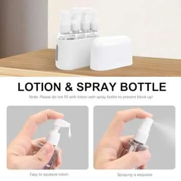 Skycase Travel Bottles, Travel Size Toiletries - Leak Proof Refillable Tsa Approved Travel Bottles, 4 in 1 Travel Containers with Labels Airplane Accessories Kits for Lotion Liquid (Grey)