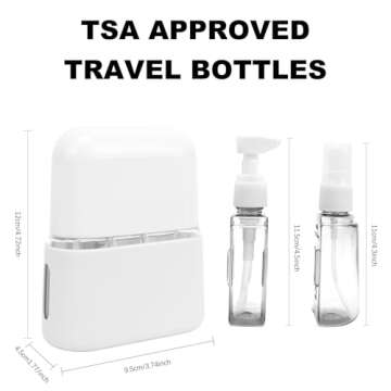 Skycase Travel Bottles, Travel Size Toiletries - Leak Proof Refillable Tsa Approved Travel Bottles, 4 in 1 Travel Containers with Labels Airplane Accessories Kits for Lotion Liquid (Grey)