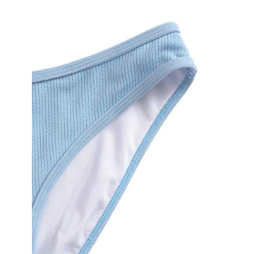 SweatyRocks Women's Bathing Suits Spaghetti Strap Criss Cross Back Bikini Ribbed Swimsuit Blue XL