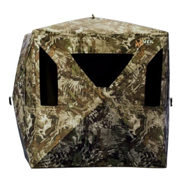 VEIL CAMO VC150 3 Person Hub Blind 9 Toggle Windows – Ground Blind for Deer & Turkey Hunting, Wate...