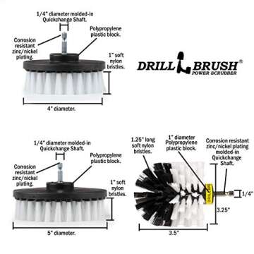 Drill Brush – Ultimate Car Wash Kit - Cleaning Supplies – Car Carpet - Truck Accessories - Wheel Brush - Motorcycle Accessories - Car Mats - Spin Brush - Interior Leather, Vinyl, Upholstery, Fabric