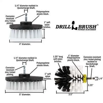 Drill Brush – Ultimate Car Wash Kit - Cleaning Supplies – Car Carpet - Truck Accessories - Wheel Brush - Motorcycle Accessories - Car Mats - Spin Brush - Interior Leather, Vinyl, Upholstery, Fabric