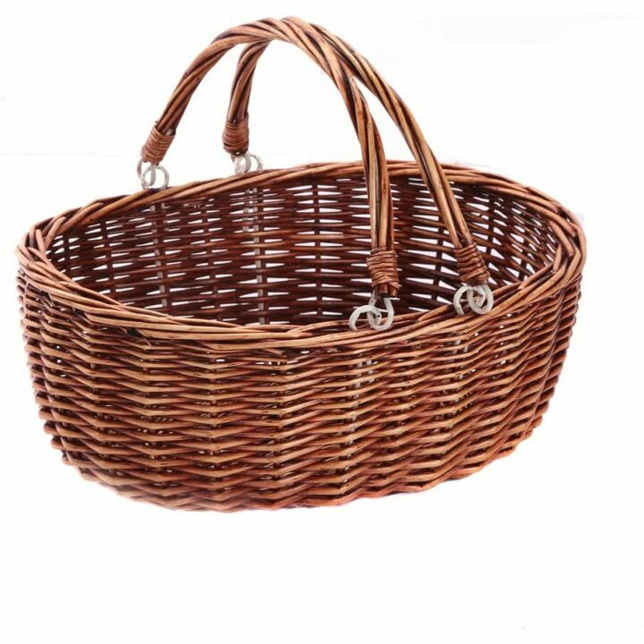 Brown Wicker Picnic Basket with Handles - Kingwillow