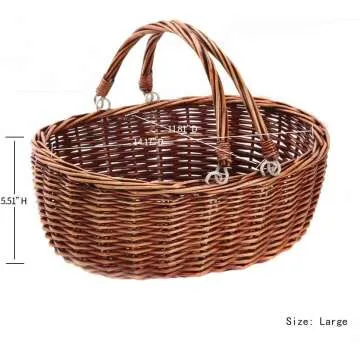 Brown Wicker Picnic Basket with Handles - Kingwillow