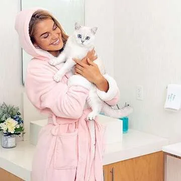 Alexander Del Rossa Sherpa Robes for Women Long, Womens Robes Long Hooded Bathrobes for Women, Plus Size Robe with Hood Pink Rose Quartz with Cream Medium (A0273RSCMD)