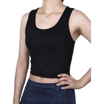Boao 3 Pieces Crop Tops for Women, Workout Tops Basic Cropped Tank Tops Sleeveless Racerback Sports Gym Crop Tank for Teen Girls (Black, Large)