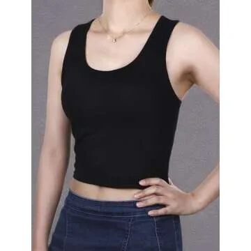 Boao 3 Pieces Crop Tops for Women, Workout Tops Basic Cropped Tank Tops Sleeveless Racerback Sports Gym Crop Tank for Teen Girls (Black, Large)