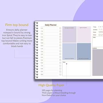 Entzuro Undated Daily Planner Notepad PDCA Planning,52 Sheets Tear Off,6.9" x 9.8", To Do List Notepad Hourly Schedule Planning Pad for Work Task College and Personal Organized