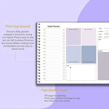 Entzuro Undated Daily Planner Notepad PDCA Planning,52 Sheets Tear Off,6.9" x 9.8", To Do List Notepad Hourly Schedule Planning Pad for Work Task College and Personal Organized
