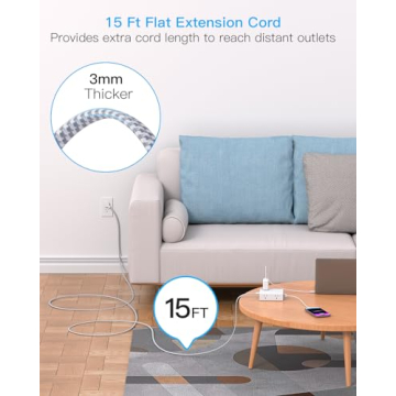 Surge Protector Power Strip with 15 Ft Cord & 8 Outlets