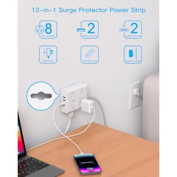 Surge Protector Power Strip with 15 Ft Cord & 8 Outlets