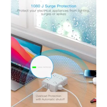 Surge Protector Power Strip with 15 Ft Cord & 8 Outlets