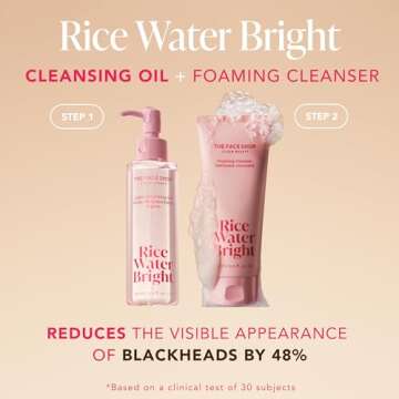 The Face Shop Rice Water Bright Double Cleansing Duo Set with Ceramide, Korean Skin Care, Gentle Face Wash & Pore Control Cleansing Oil, Hydrating, Moisturizing, Vegan Facial Cleanser, Makeup Remover