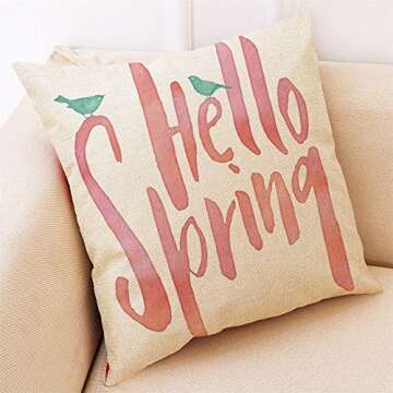 Youngnet Pack of 4 Spring Throw Pillow Cover Watercolor Flower Bicycle Decor Decorative Cushion Cases Floral Farmhouse Spring Decorations for Home 18x18 inch