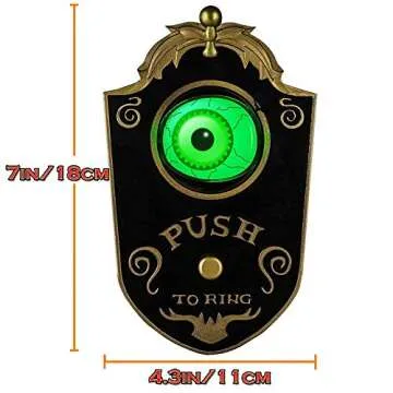 KizBruo Halloween Decoration for Indoor & Outdoor, Talking Doorbell for Halloween Decor with Lightup Eyeball, Animated Haunted House Halloween Party Prop Decoration