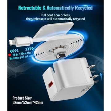 Retractable Wall Charger - 35W Fast Charging with Integrated Cables