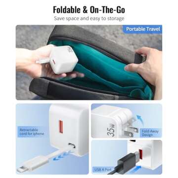 Retractable 35W Fast USB Wall Charger for iPhones and More