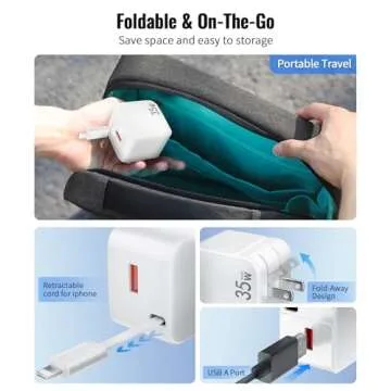 Retractable 35W Fast USB Wall Charger for iPhones and More