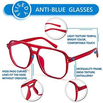 FEISEDY Blue Light Blocking Glasses Fake Nerd Clear Square Computer Lightweight Pilot Glasses Frame Oversized B2866