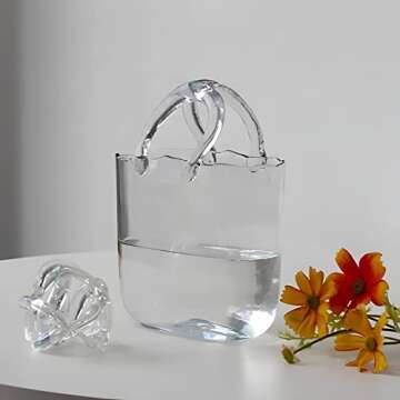 EnGoods Purse Design Glass Vase for Home Decor and Gifts