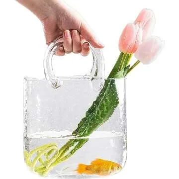 EnGoods Purse Design Glass Vase for Home Decor and Gifts