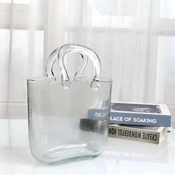 EnGoods Purse Design Glass Vase for Home Decor and Gifts