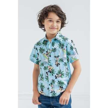 Disney Mickey Mouse Little Boys Hawaiian Button Down Dress Shirt 5-6