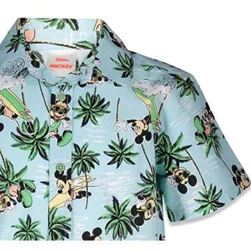 Disney Mickey Mouse Little Boys Hawaiian Button Down Dress Shirt 5-6