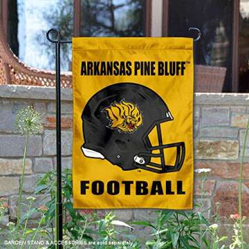 College Flags & Banners Co. Arkansas Pine Bluff Golden Lions Football Helmet Garden Flag