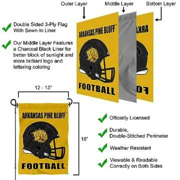 College Flags & Banners Co. Arkansas Pine Bluff Golden Lions Football Helmet Garden Flag