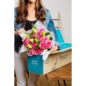 Fresh Pink Roses & Lilies Bouquet with Vase for All Occasions