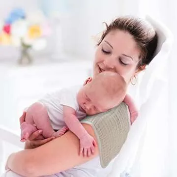 Remagr 8 Packs Muslin Burp Cloths 6 Layers Unisex Baby Items Absorbent Burp Rags Colorful Muslin Washcloths for Baby Plain Soft Cotton Cloth for Babies Girls Boys, 10 x 20 Inch (Warm Colors)