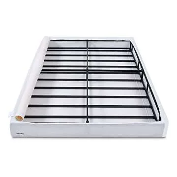 Amazon Basics Smart Box Spring Bed Base, 5-Inch Height Mattress Foundation, Tool-Free Easy Assembly, Full, 74"L x 53"W x 5"H, White