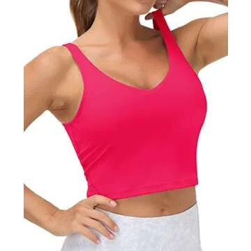 Women’s Longline Sports Bra Wirefree Padded Medium Support Yoga Bras Gym Running Workout Tank Tops...