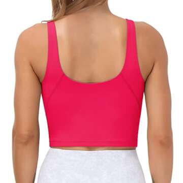 Women’s Longline Sports Bra Wirefree Padded Medium Support Yoga Bras Gym Running Workout Tank Tops(Magenta, Large)