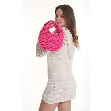 CATMICOO Y2K Fuzzy Purse, Fluffy Tote Bag, Cute Plush Purse for Women